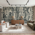 Letterpress Vintage Newspaper Collage Mural Wallpaper - room preview 02