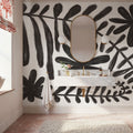 Fern and Flower Black Mural Wallpaper - room preview 02