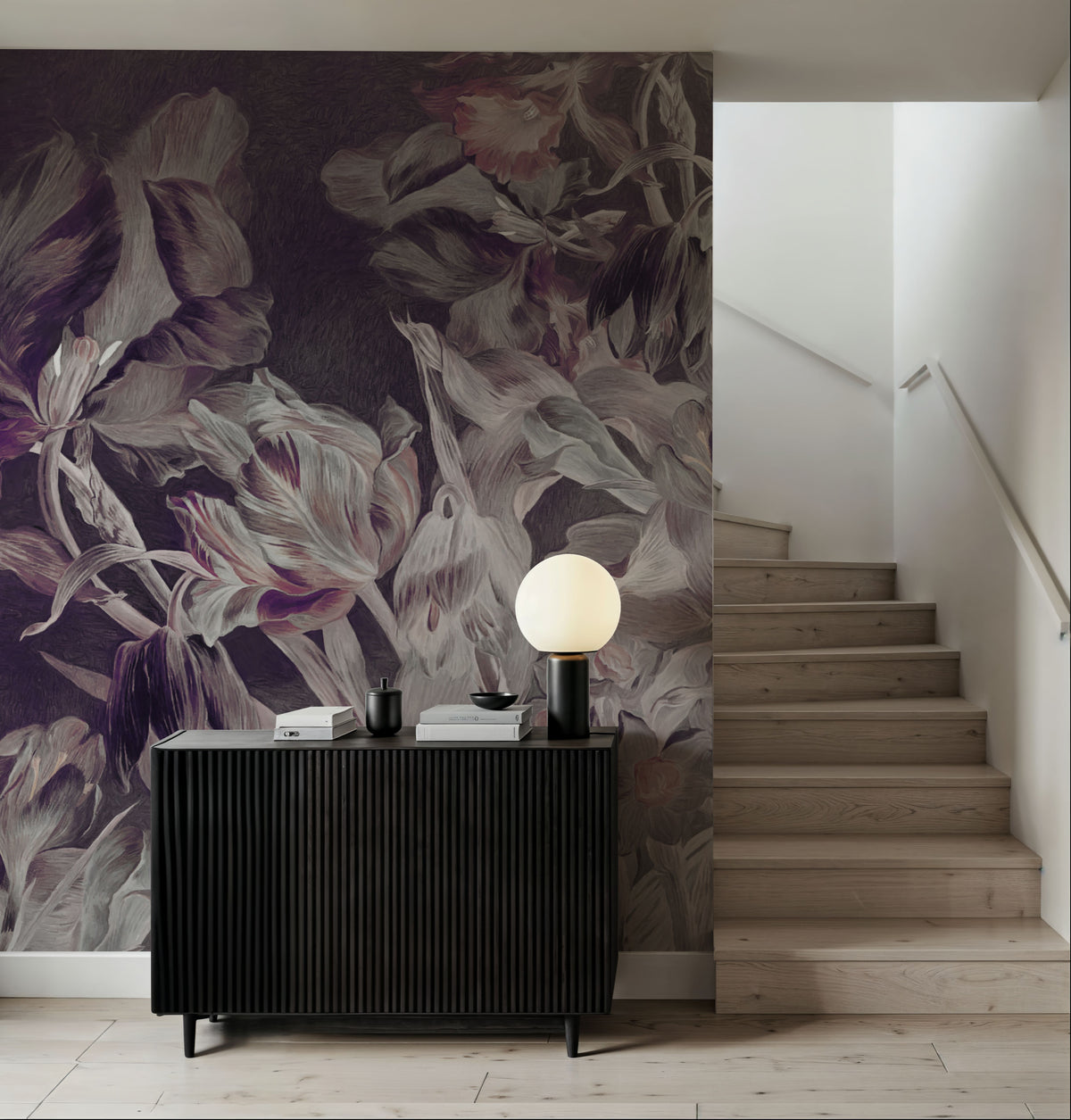 Tulips Feast, Plum Mural Wallpaper - room preview 02
