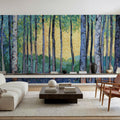 Birch Forest Flower Garden Mural Wallpaper - room preview 02