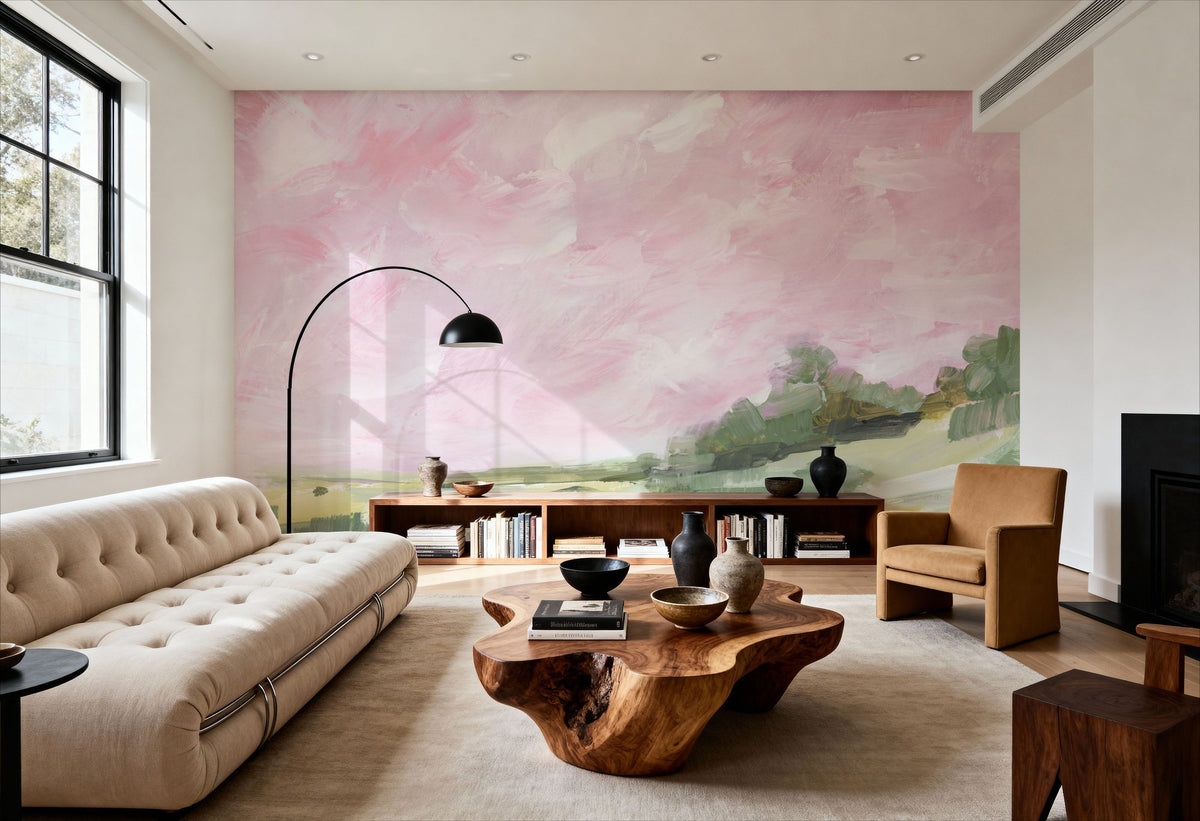 Pink Sky Mural Wallpaper - room preview 02