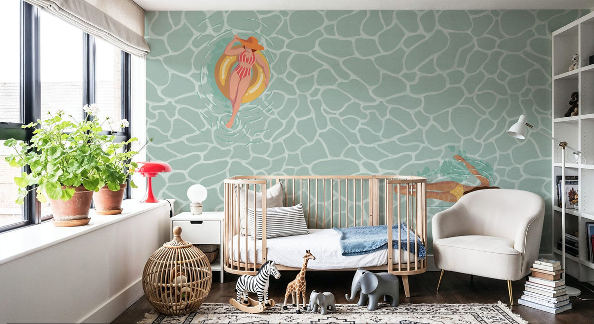 Beach Babes Poolside Mural Wallpaper - room preview 02