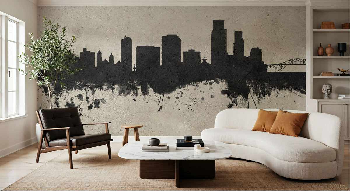 Corpus Christi Texas Skyline Concrete Mural Wallpaper - room preview 02