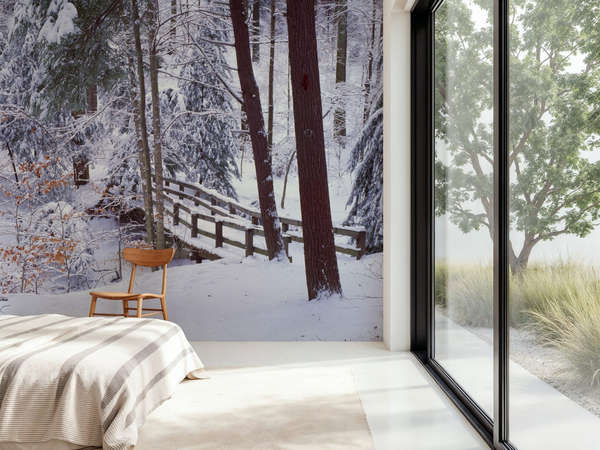 Winter's Passage Snow Mural Wallpaper - room preview 02