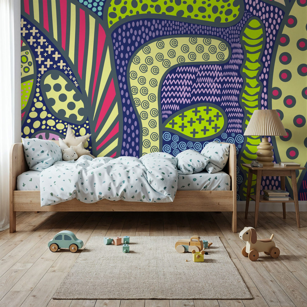 Trippy Forest Mural Wallpaper - room preview 02