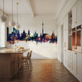 Moscow Russia Skyline Blue & Bronze Mural Wallpaper - room preview 02