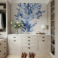 Shibori Coral III on Linen Mural Wallpaper - room preview 02