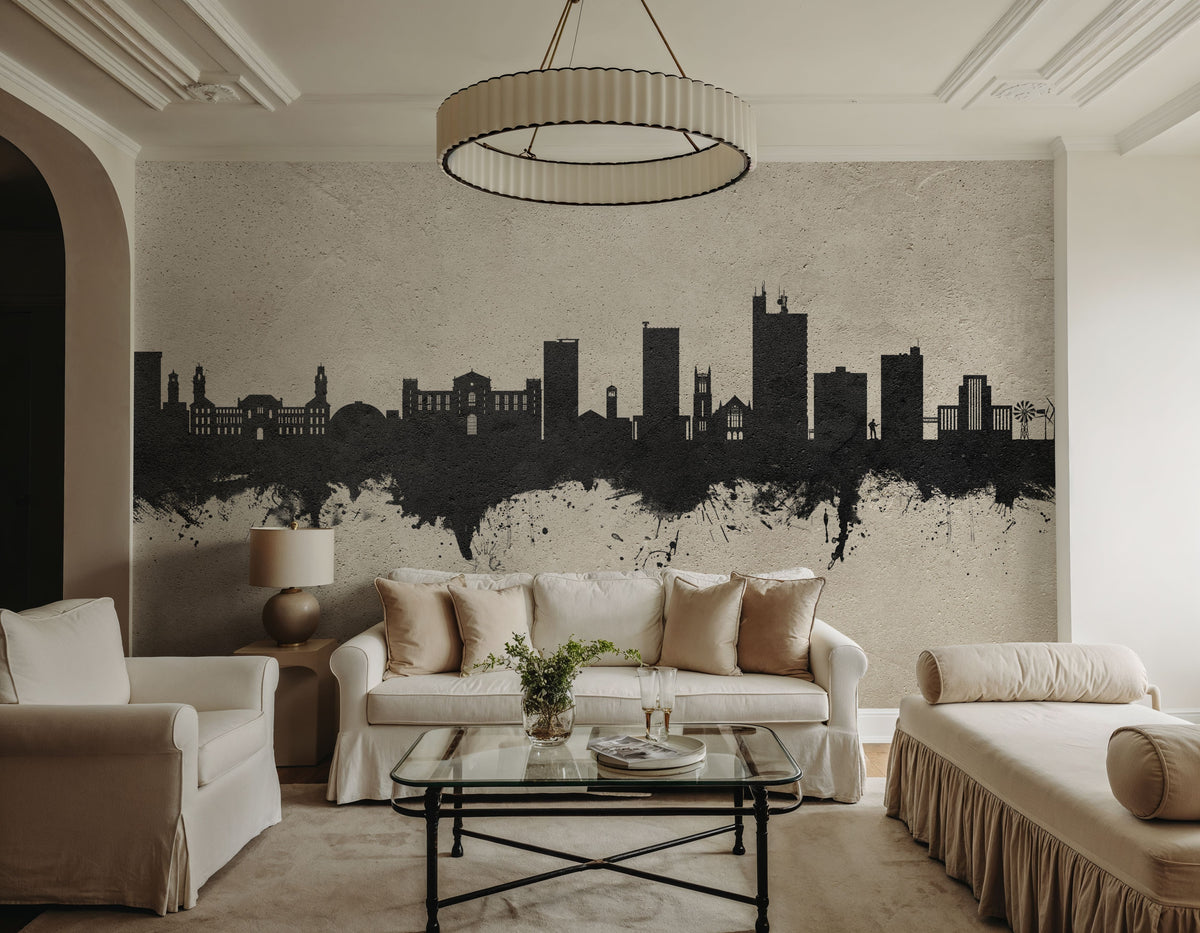Lubbock Texas Skyline Concrete Mural Wallpaper - room preview 02
