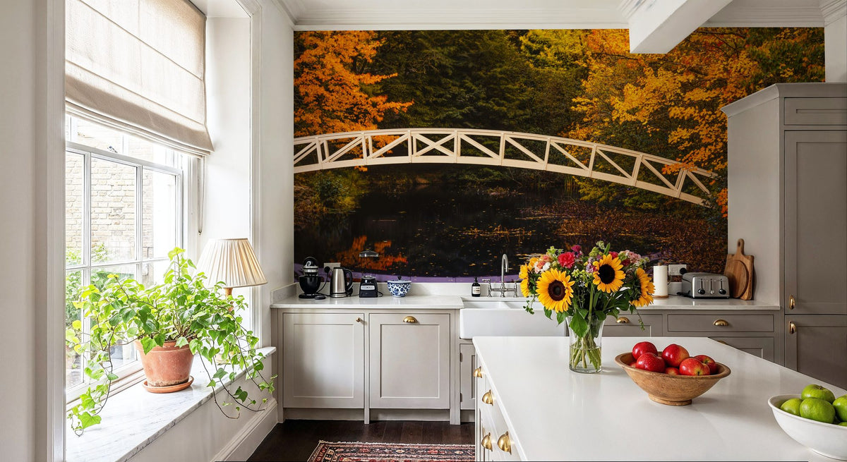 Autumn Footbridge Mural Wallpaper - room preview 02