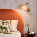 Hidden Peonies, Pink on White Mural Wallpaper - room preview 02