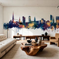 Preston England Skyline Blue & Bronze Mural Wallpaper - room preview 02