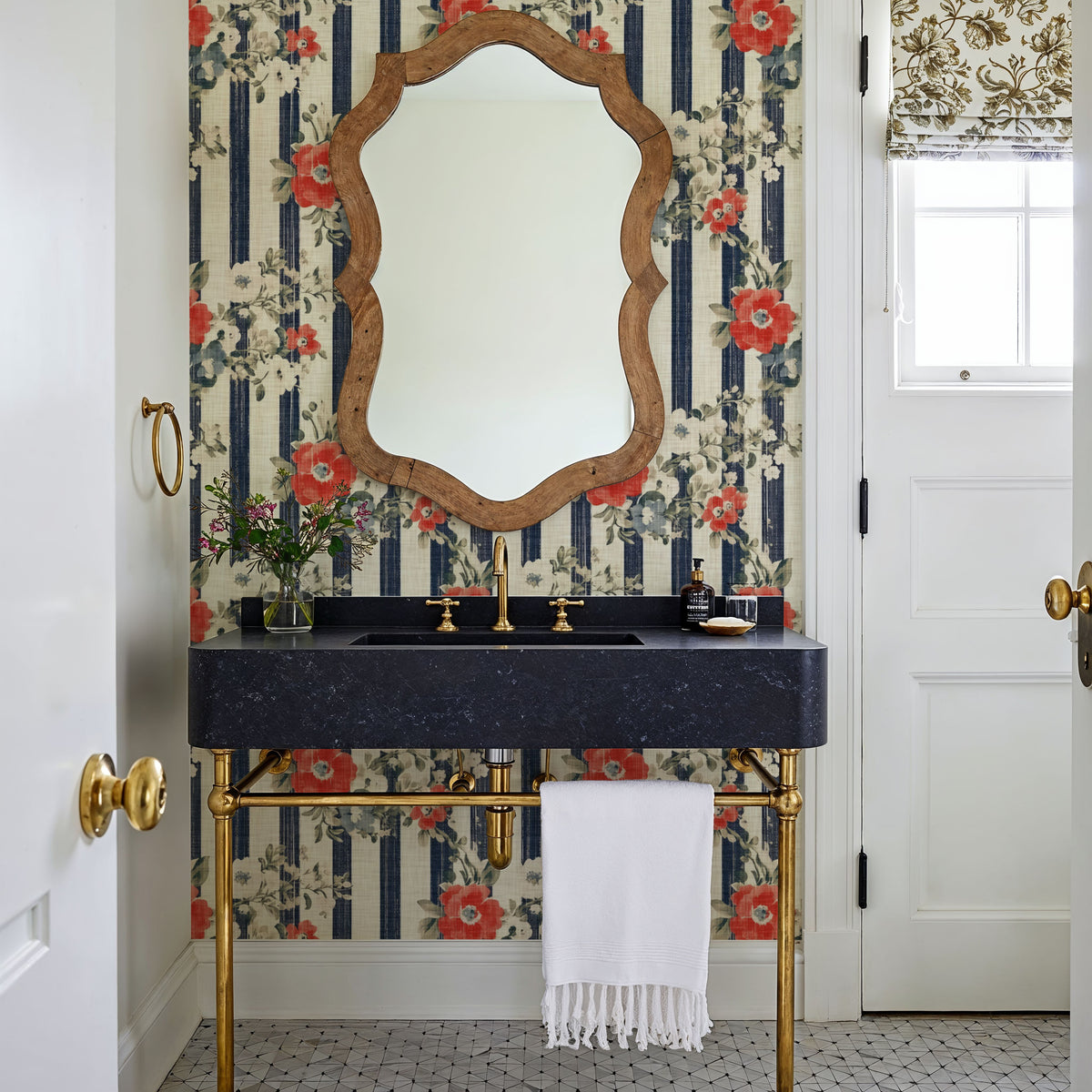Americana, Stripes and Poppies Mural Wallpaper - room preview 02