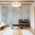Flower Silhouette Blue Mural Wallpaper - room preview 02