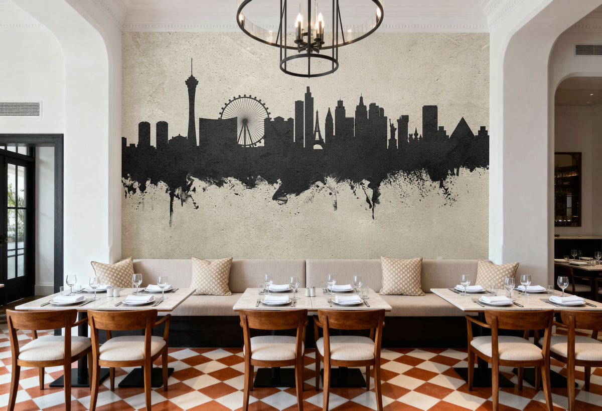 Las Vegas Nevada Skyline Concrete Mural Wallpaper - room preview 02