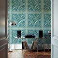 Mission Cement Tiles, Teal Mural Wallpaper - room preview 02