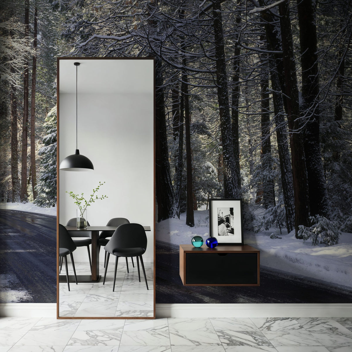 Winter's Passage Forest Mural Wallpaper - room preview 02