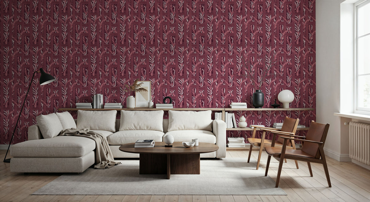 Samarkand Ferns, Rose Dust Mural Wallpaper - room preview 02