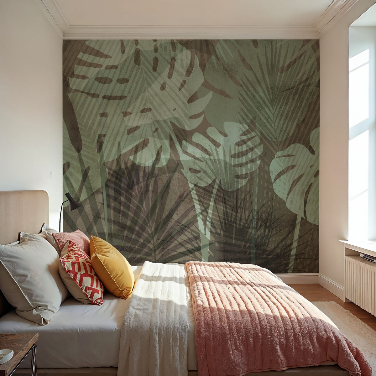Big Monstera Leaves, Earth Mural Wallpaper - room preview 02