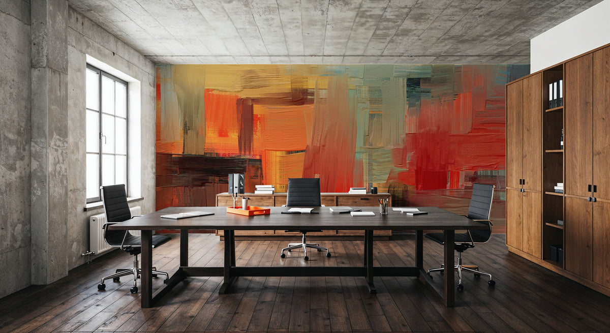 Sense of the City, Yellow and Orange Mural Wallpaper - room preview 02
