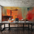 Sense of the City, Yellow and Orange Mural Wallpaper - room preview 02