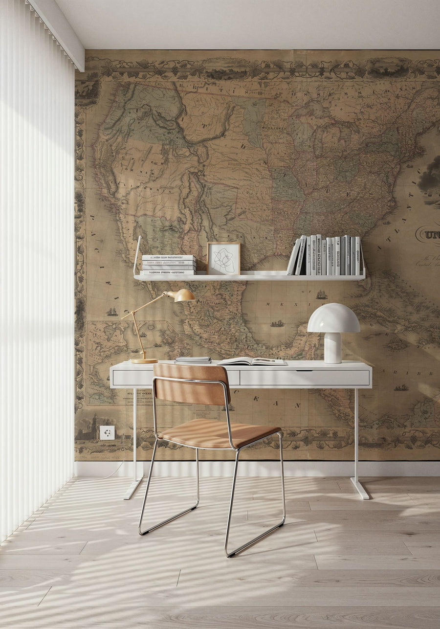 World Map Wallpaper Mural – Map Wall Mural – Colton's Unites States Map 1850
