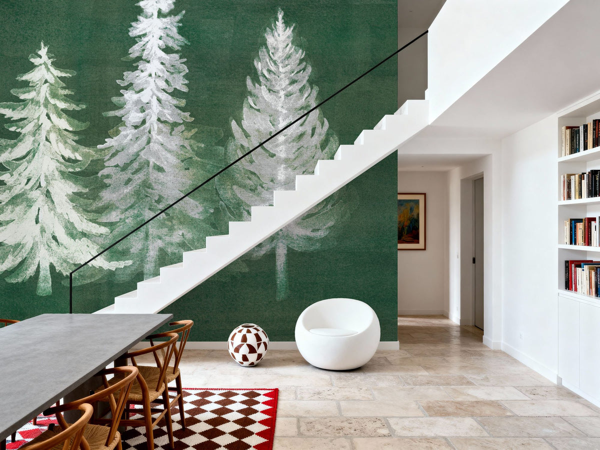 Wooded Winter Mural Wallpaper - room preview 02