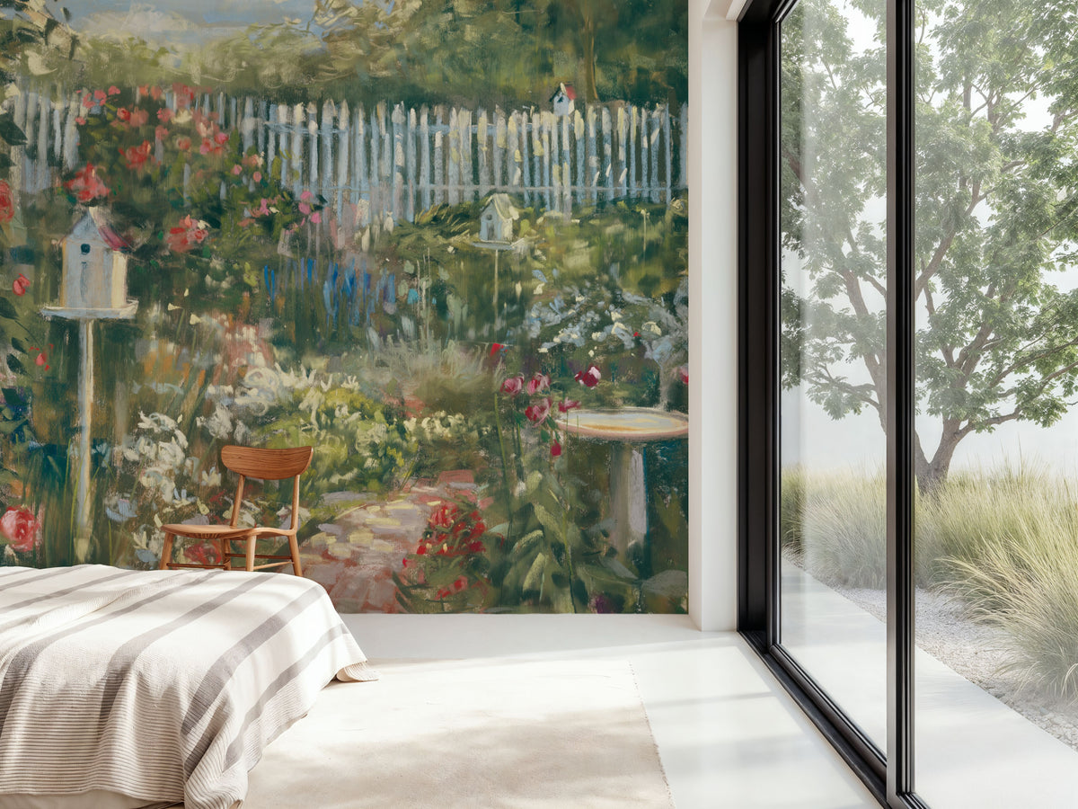 Birdhouse Garden Mural Wallpaper - room preview 02