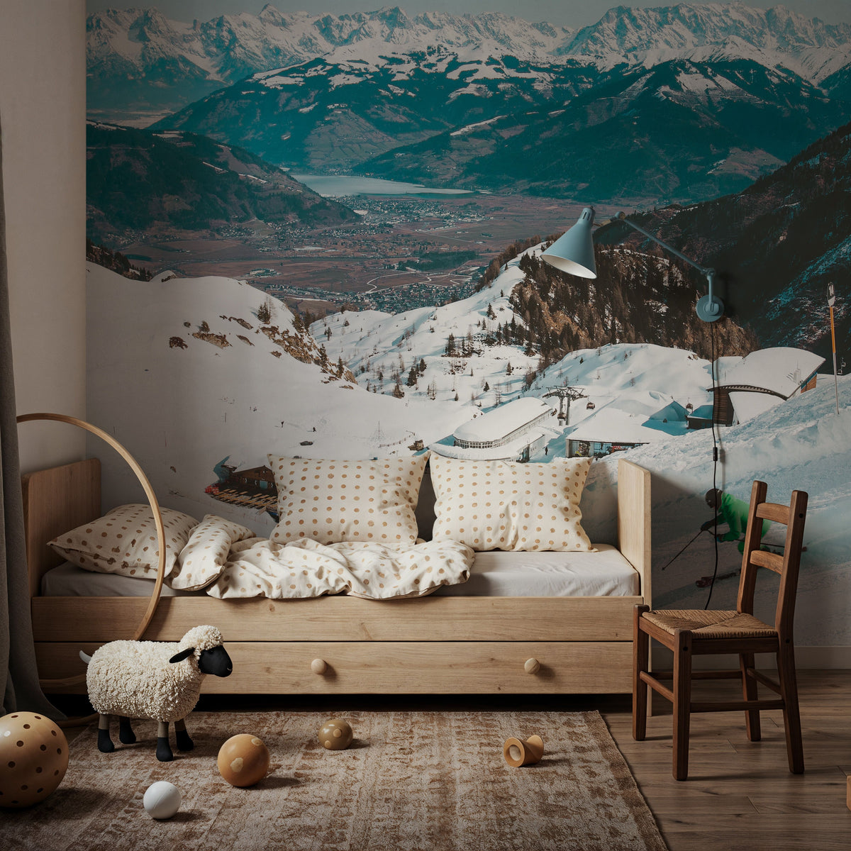 Downhill Skiing Mural Wallpaper - room preview 02