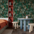 Wild and Free Pattern, Green Mural Wallpaper - room preview 02