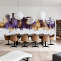 Southend-on-Sea England Skyline Purple & Gold Mural Wallpaper - room preview 02