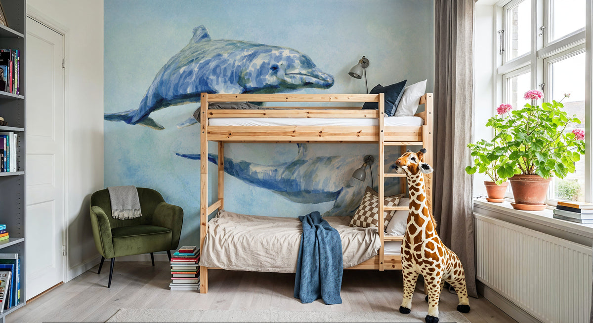 Graceful Dolphins I Mural Wallpaper - room preview 02