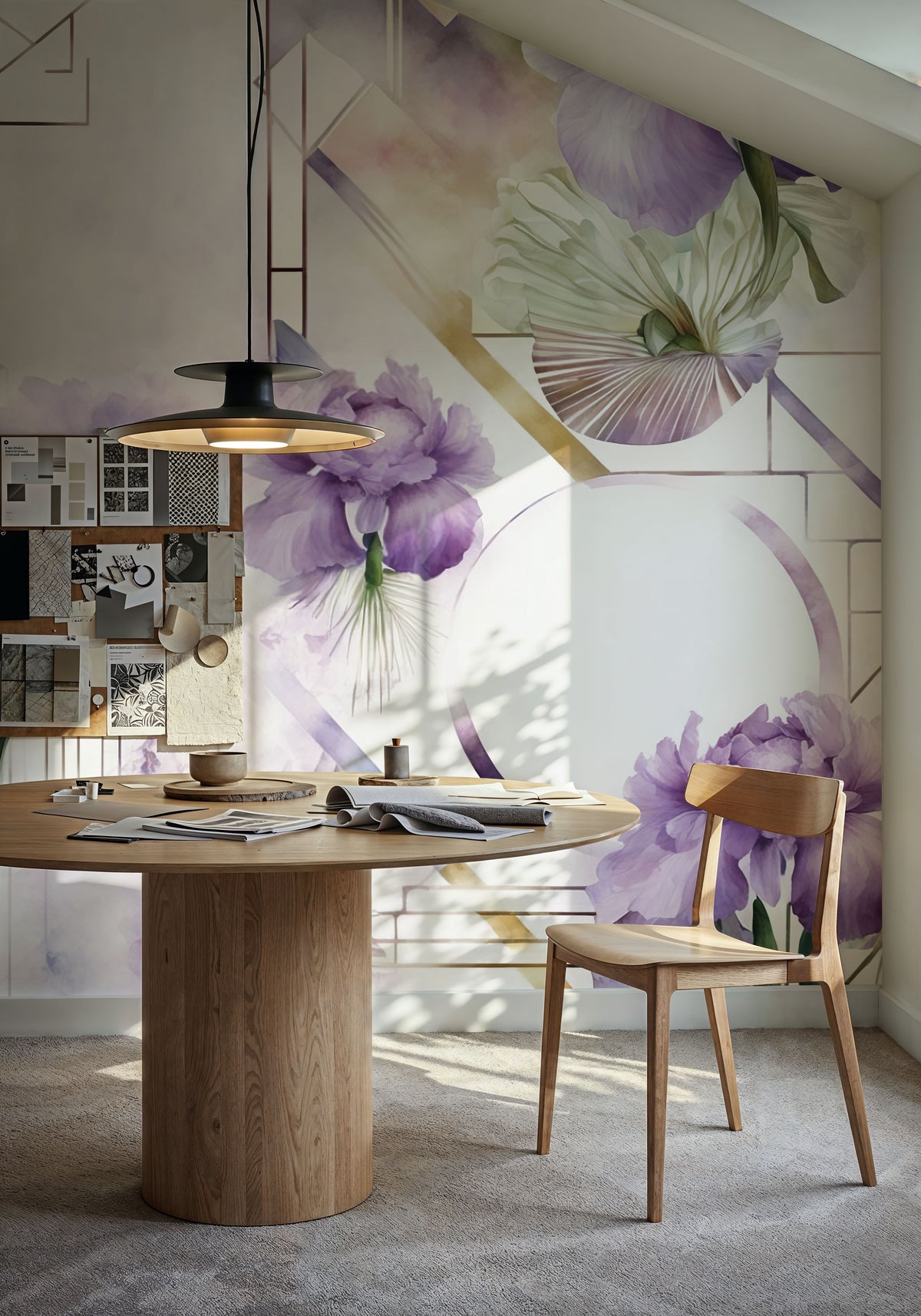 Watercolor Geometry Purple Mural Wallpaper - room preview 02