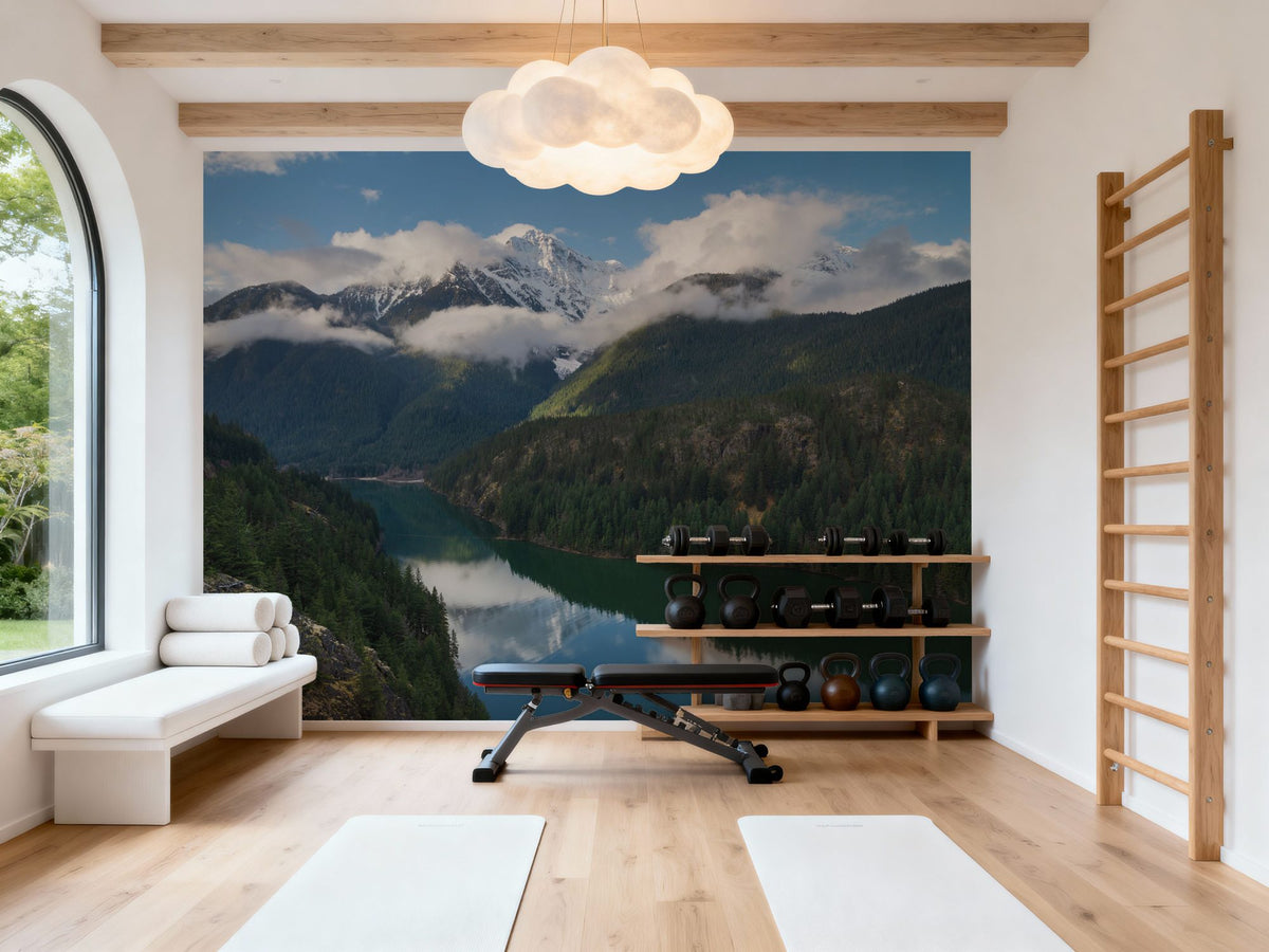 Diablo Lake and Colonial Peak Mural Wallpaper - room preview 02