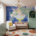 Flower Vases and Books Square Mural Wallpaper - room preview 02