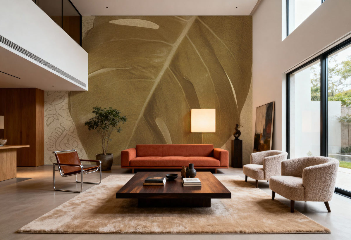 Ornate Monstera Leaf I Mural Wallpaper - room preview 02