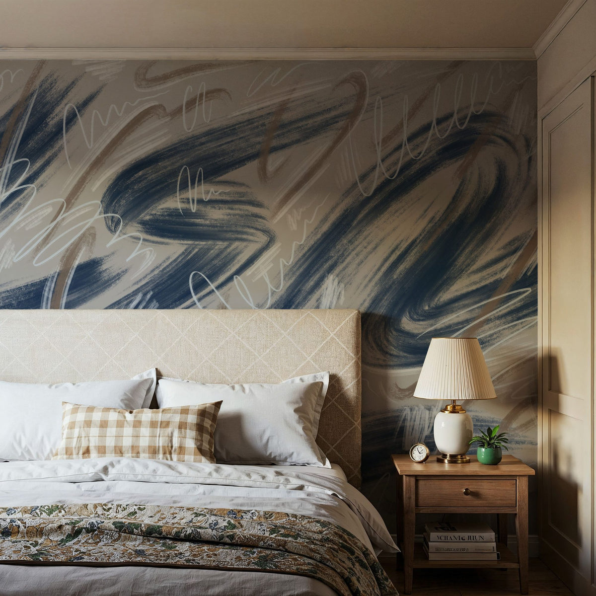 Scribble Flow, Ocean Mural Wallpaper - room preview 02