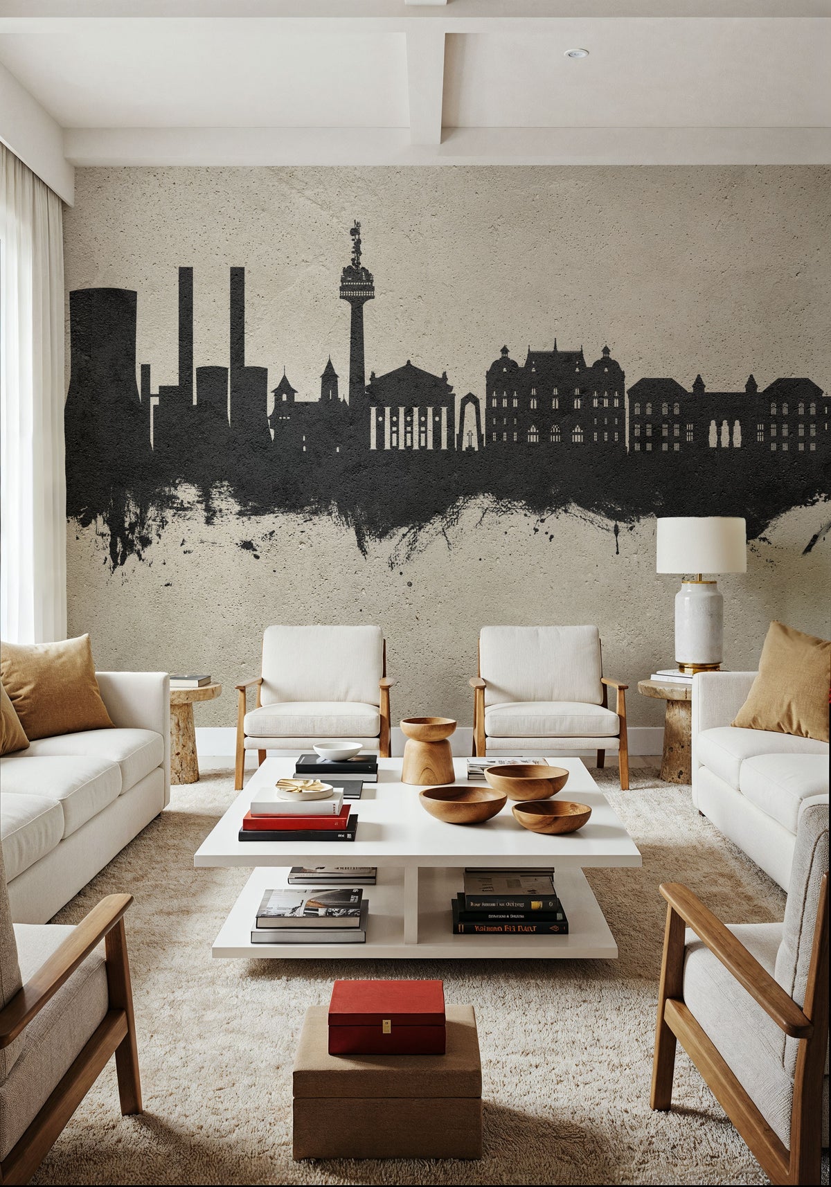 Galaţi Romania Skyline Concrete Mural Wallpaper - room preview 02