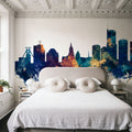 Essen Germany Skyline Blue & Bronze Mural Wallpaper - room preview 02