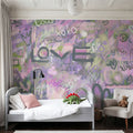 Graffiti Love, Lavender Mural Wallpaper - room preview 02