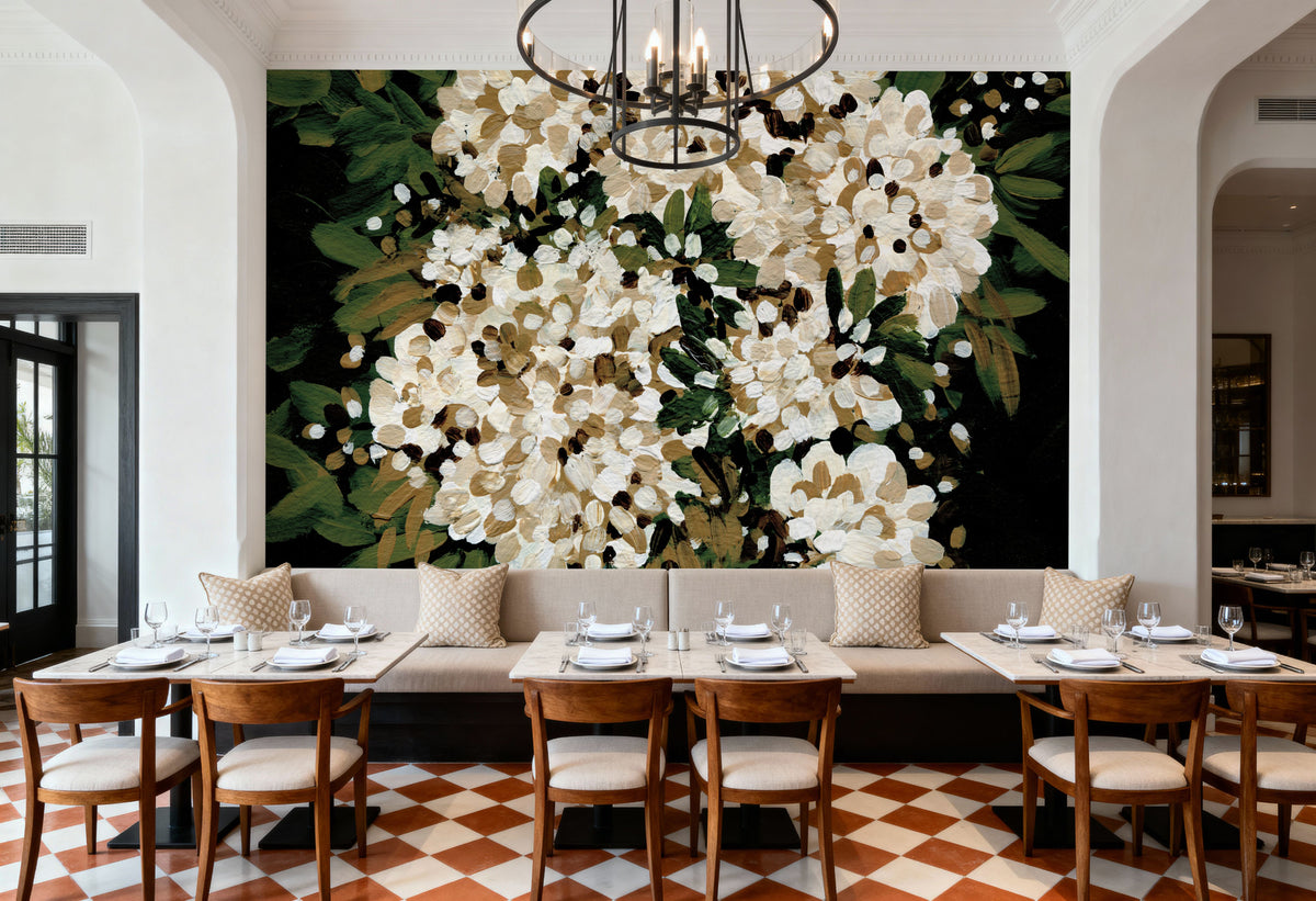 Moody Florals Mural Wallpaper - room preview 02