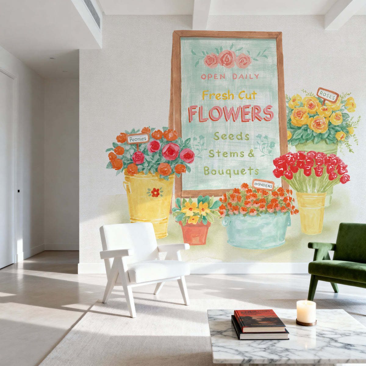 Flea Market Flowers II Mural Wallpaper - room preview 02