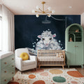 Sheep in Tub and Suds Texture Dark Mural Wallpaper - room preview 02