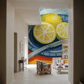 Sliced Lemons on Plates Mural Wallpaper - room preview 02