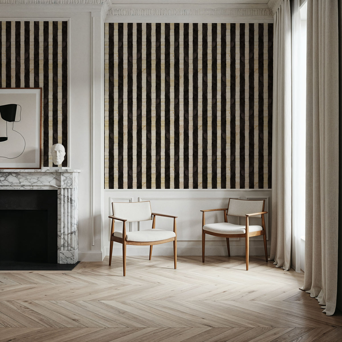 Mystical Stripes White Mural Wallpaper - room preview 02