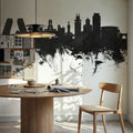 Madrid Skyline Black & White Mural Wallpaper - room preview 02