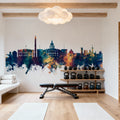 Washington DC Skyline Blue & Bronze Mural Wallpaper - room preview 02