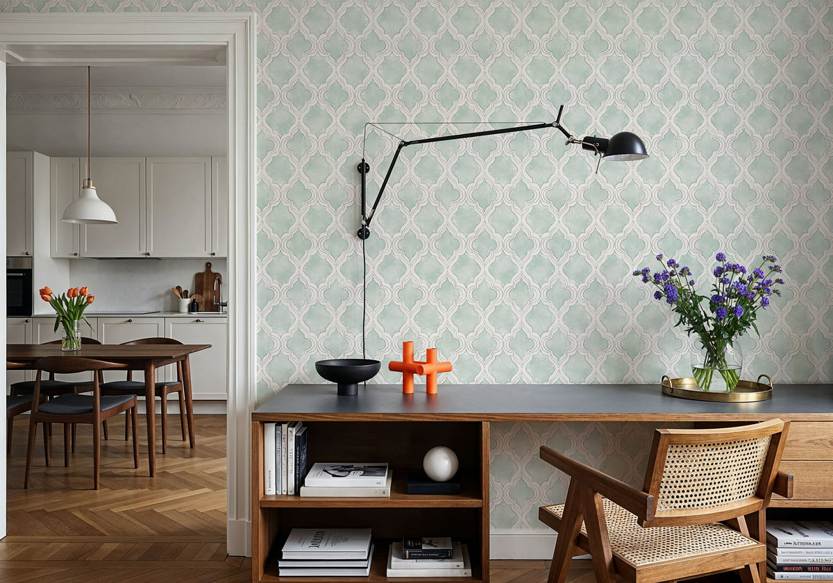 Organic Lines Blue Mural Wallpaper - room preview 02