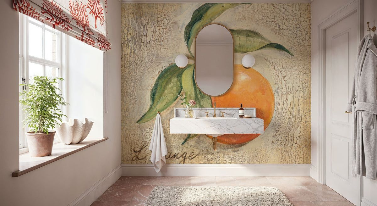 L Orange Mural Wallpaper - room preview 02