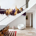 Umeå Skyline Purple & Gold Mural Wallpaper - room preview 02