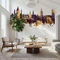 Mainz Germany Skyline Purple & Gold Mural Wallpaper - room preview 02